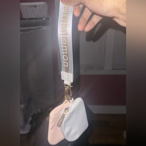 Lululemon Athletica Dual Pouch Wristlet in Pink and White